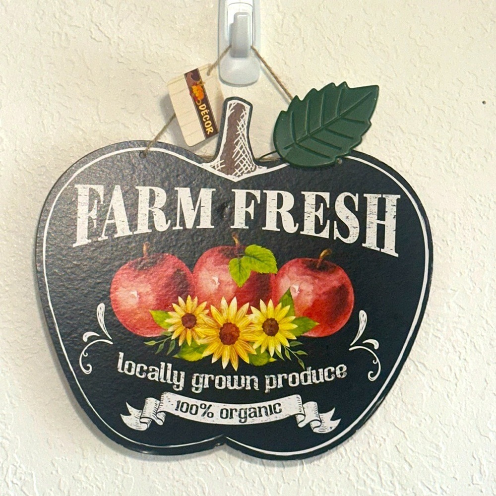 Greenbrier Farm Fresh Apple Wall Decor Rustic Sunflower Kitchen Sign NEW